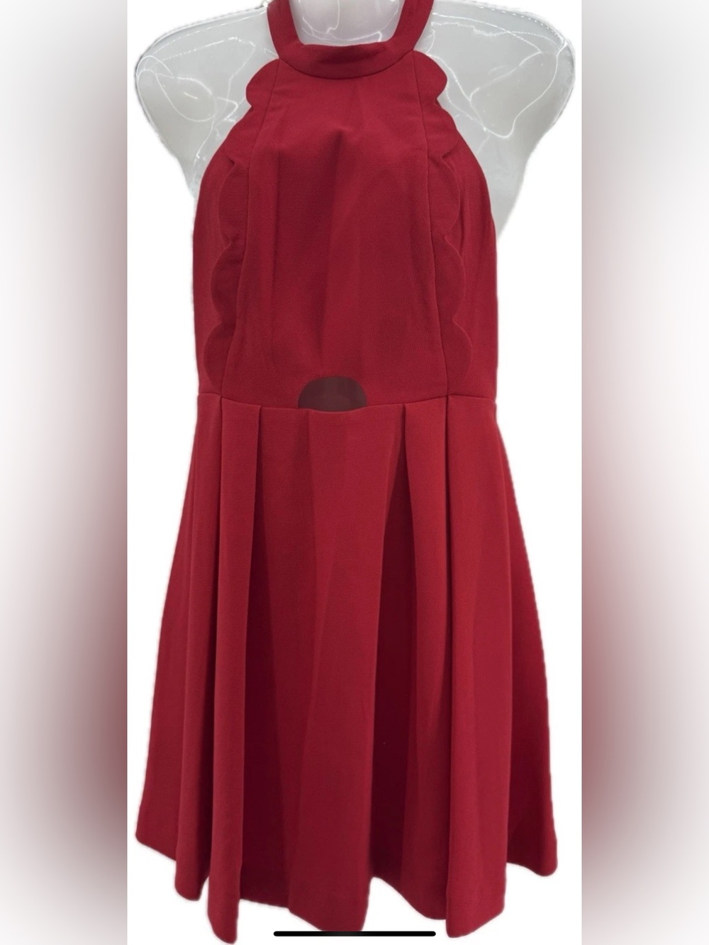 NWT Red BCBGeneration halter Neck dress Size 4 Cutout Scalloped Edge Mini